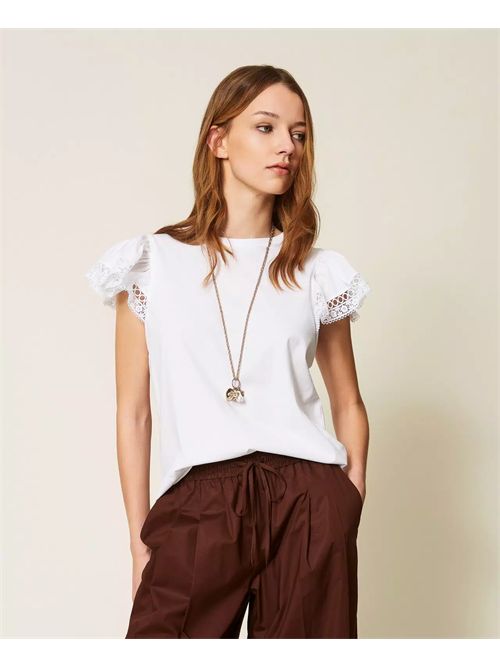 T-shirt regular con pizzo